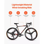 Bicicleta de Carretera VEVOR, Rueda 700C Bicicleta de Carreras, Bicicleta de Carretera para Ciudad con Transmisión SHIMANO de 14 Velocidades, Cuadro de Aleación de Aluminio, Manillar de Gota, Negro