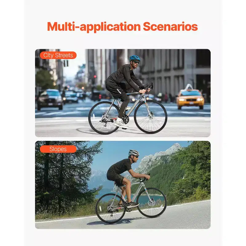 Bicicleta de Carretera VEVOR, Bicicleta de Carreras con Ruedas de 700C, Bicicleta de Carretera para Ciudad con Transmisión L-TWOO de 14 Velocidades y Cuadro Ligero de Aleación de Aluminio, Gris
