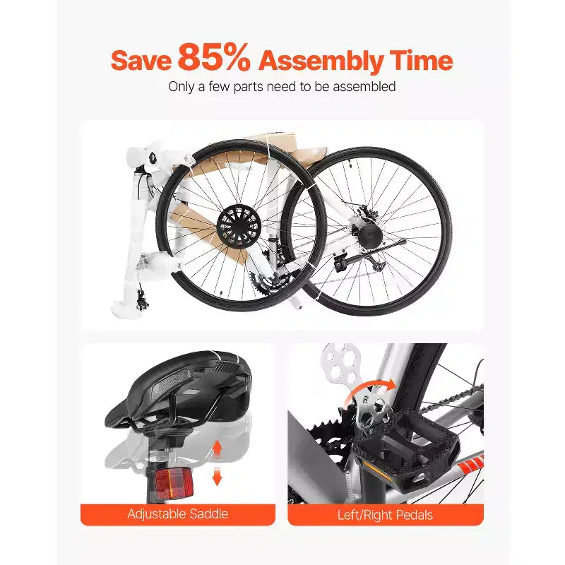 Bicicleta de Carretera VEVOR, Bicicleta de Carreras con Ruedas de 700C, Bicicleta de Carretera para Ciudad con Transmisión L-TWOO de 14 Velocidades y Cuadro Ligero de Aleación de Aluminio, Gris