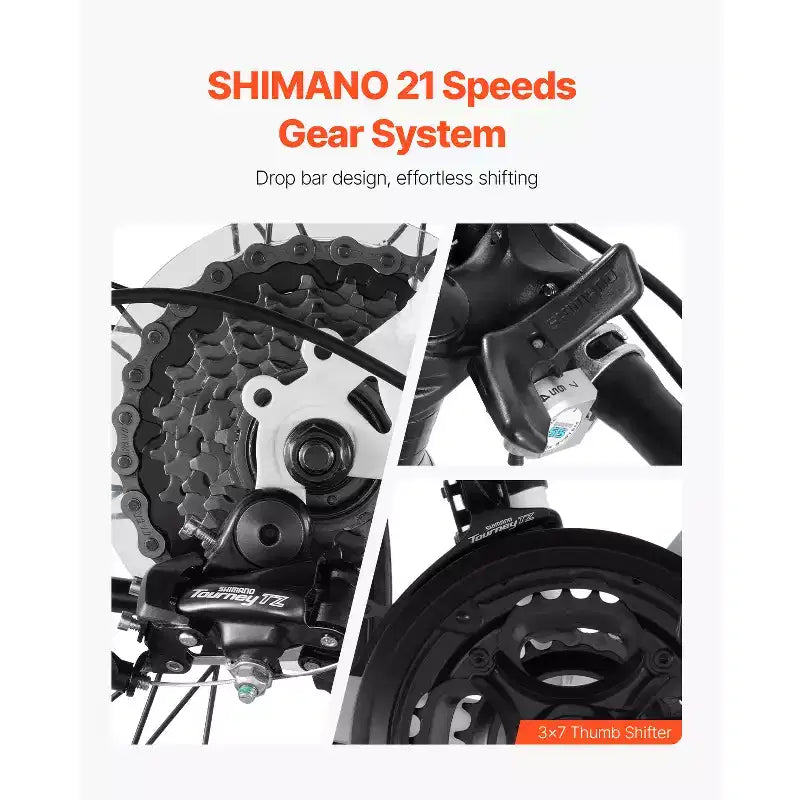 Bicicleta de Carretera VEVOR, Bicicleta de Carreras con Ruedas de 700C, Bicicleta de Carretera para Ciudad con Transmisión SHIMANO de 21 Velocidades y Cuadro de Acero al Carbono, Blanca