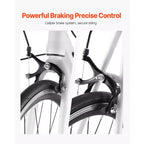 Bicicleta de Carretera VEVOR, Bicicleta de Carreras con Ruedas de 700C, Bicicleta de Carretera para Ciudad con Transmisión SHIMANO de 21 Velocidades y Cuadro de Acero al Carbono, Blanca