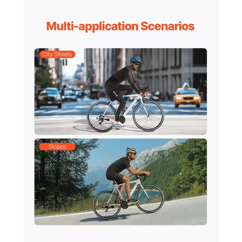 Bicicleta de Carretera VEVOR, Bicicleta de Carreras con Ruedas de 700C, Bicicleta de Carretera para Ciudad con Transmisión SHIMANO de 21 Velocidades y Cuadro de Acero al Carbono, Blanca