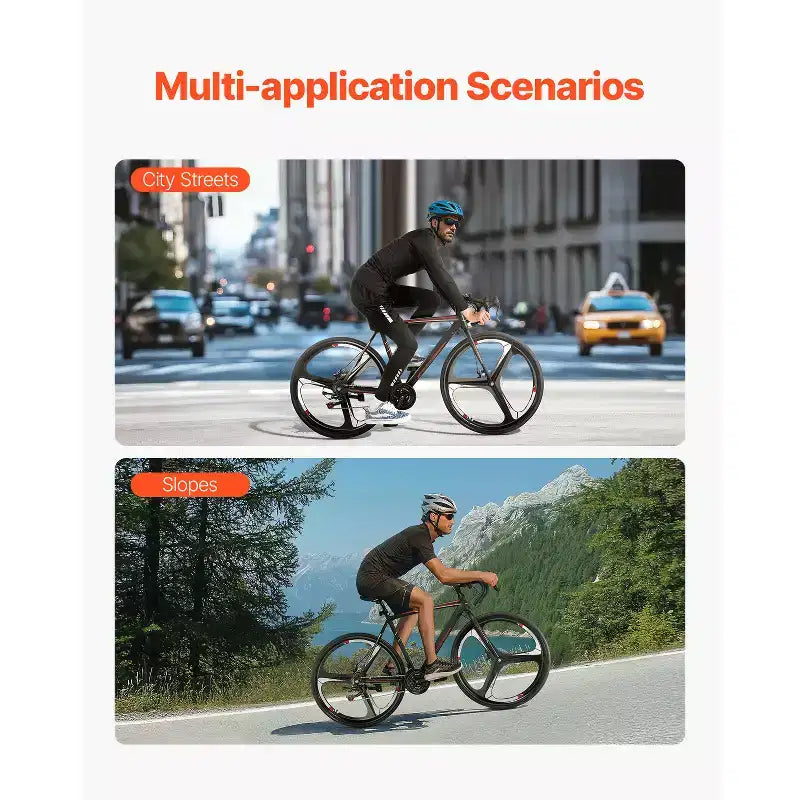 Bicicleta de carretera VEVOR, bicicleta de carreras con ruedas de 700C, sistema de transmisión SHIMANO de 21 velocidades, bicicleta de carretera para desplazamientos urbanos con cuadro de acero al carbono, negra