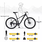 Bicicleta de Montaña NAYSAYE de 27.5 Pulgadas y 8 Velocidades con Suspensión Delantera y Cuadro de Acero para Aventuras en Todo Terreno, Amarillo, 68.5*27.1*40.55