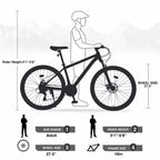 Bicicleta de montaña NAYSAYE con ruedas de 27.5 pulgadas y 21 velocidades, suspensión delantera para hombres, mujeres, niños y niñas, gris, 68.8*26.37*39.37