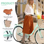 NAYSAYE Bicicleta plegable para mujer de una sola velocidad de 26 pulgadas, cuadro de acero duradero para fácil almacenamiento y transporte, verde, 66.93*25.2*40.95