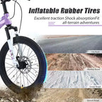 NAYSAYE Bicicleta de montaña con cuadro de acero duradero y horquilla de suspensión para niños, para montar al aire libre, morada, 54.33*22.44*32.48
