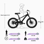NAYSAYE Bicicleta de montaña con cuadro de acero duradero y horquilla de suspensión para niños, para montar al aire libre, morada, 54.33*22.44*32.48