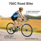 NAYSAYE Bicicleta de carretera 700C Cuadro ligero de aleación con cambio de marchas suave para ciclismo urbano, verde, 68.5*18.8*38.9
