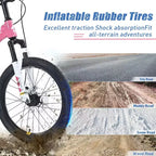 NAYSAYE Bicicleta de Montaña de 20 Pulgadas MTB con Sillín Ajustable y Frenos de Disco Dobles para Aventuras al Aire Libre, Rosa, 54.33*22.44*32.48