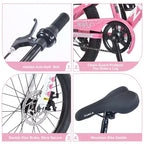 NAYSAYE Bicicleta de Montaña de 20 Pulgadas MTB con Sillín Ajustable y Frenos de Disco Dobles para Aventuras al Aire Libre, Rosa, 54.33*22.44*32.48