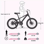 NAYSAYE Bicicleta de Montaña de 20 Pulgadas MTB con Sillín Ajustable y Frenos de Disco Dobles para Aventuras al Aire Libre, Rosa, 54.33*22.44*32.48