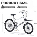 NAYSAYE Bicicleta de Carga de 7 Velocidades, Cuadro de Aleación, Bicicleta para Adultos para el Uso Diario, Plateado, 65*27.56*42.13