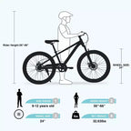 NAYSAYE Bicicleta de montaña de 24 pulgadas para niños con horquilla de suspensión, cuadro de acero para niños de 9 a 12 años, cian, 63.78*24.8*37.2