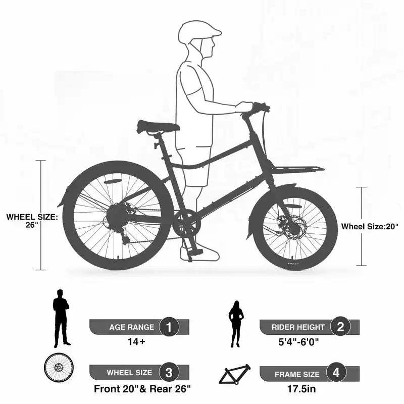 NAYSAYE Bicicleta de carga de 7 velocidades, cuadro de aleación, para adultos, para viajes diarios, azul, 65*27.56*42.13