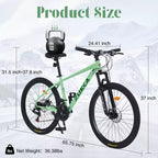 Bicicleta de montaña NAYSAYE de 26 pulgadas con 3X8/24 velocidades MTB con cuadro de acero y suspensión delantera para adultos, hombres, mujeres y estudiantes, verde, 65.75*24.41*37