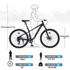 Bicicleta de montaña NAYSAYE de 29 pulgadas y 8 velocidades, cuadro de acero con suspensión delantera para adultos y jóvenes, azul, 70.8*27.1*41.7
