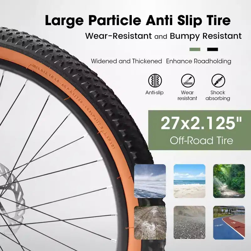 Bicicleta de montaña NAYSAYE de 27.5 pulgadas para adultos con frenos de disco para transporte y exploración al aire libre, verde, 70*27.5*40
