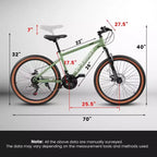 Bicicleta de montaña NAYSAYE de 27.5 pulgadas para adultos con frenos de disco para transporte y exploración al aire libre, verde, 70*27.5*40
