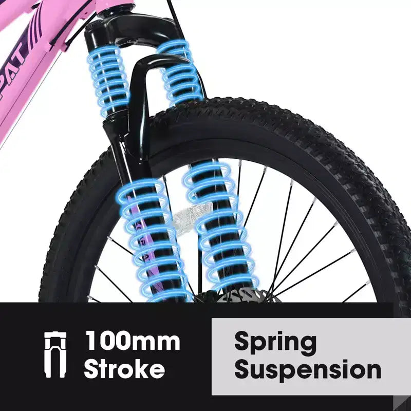 Bicicleta de montaña NAYSAYE de 26 pulgadas con cambio de 21 velocidades y frenos de disco dobles para adolescentes y mujeres, rosa, 65*24.8*37.4