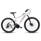 Bicicleta de montaña NAYSAYE de 27 pulgadas con cambio de 21 velocidades, horquilla de suspensión y frenos de disco para hombres y mujeres, color blanco, 53.54*7.68*28.35