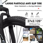 Bicicleta de montaña NAYSAYE de 27 pulgadas con cambio de 21 velocidades, horquilla de suspensión y frenos de disco para hombres y mujeres, color blanco, 53.54*7.68*28.35