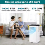 Acondicionador de aire portátil Costway 8000/10000 BTU con ventilador y deshumidificador, control remoto