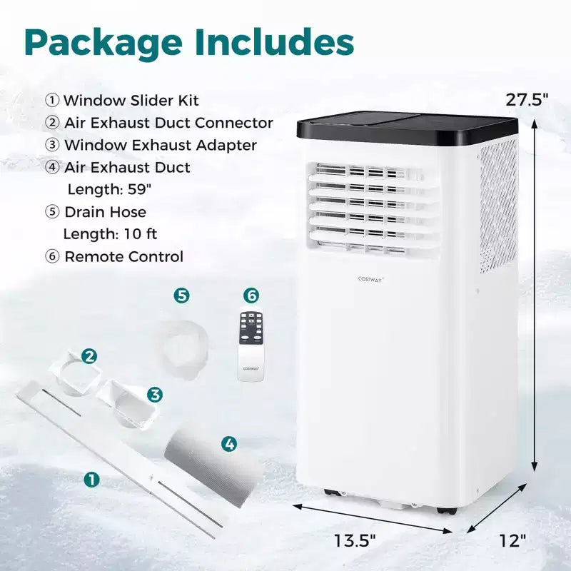 Acondicionador de aire portátil Costway 8000/10000 BTU con ventilador y deshumidificador, control remoto