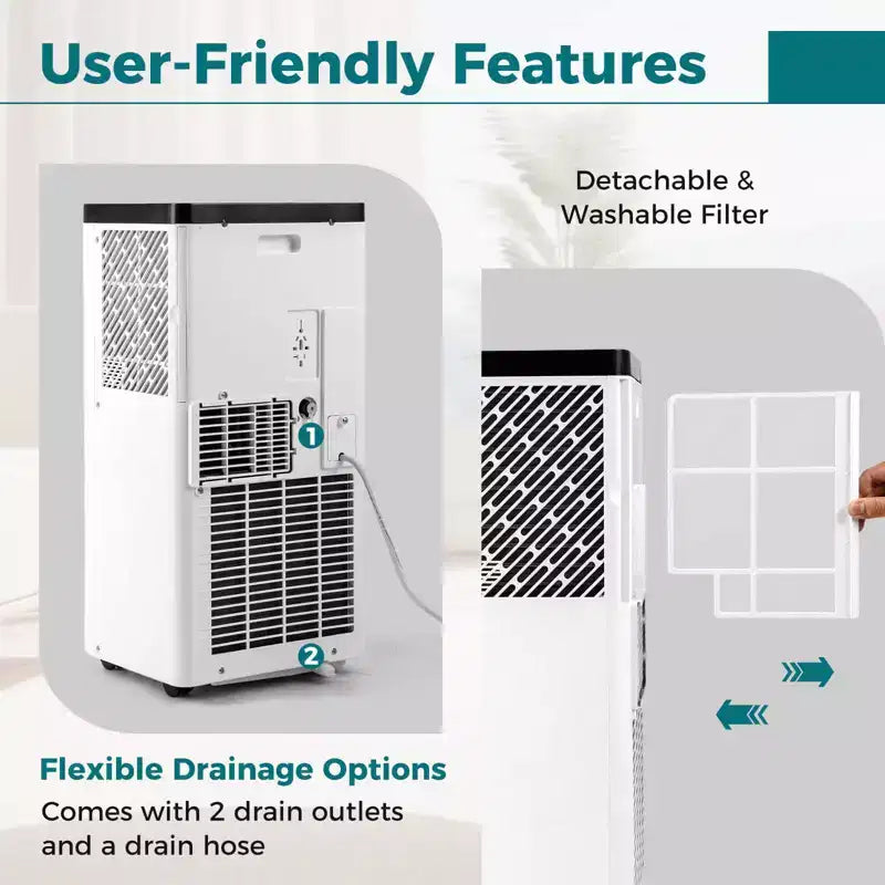 Acondicionador de aire portátil Costway 8000/10000 BTU con ventilador y deshumidificador, control remoto
