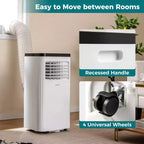 Acondicionador de aire portátil Costway 8000/10000 BTU con ventilador y deshumidificador, control remoto
