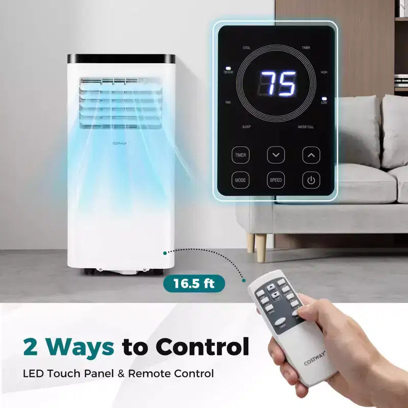 Acondicionador de aire portátil Costway 8000/10000 BTU con ventilador y deshumidificador, control remoto