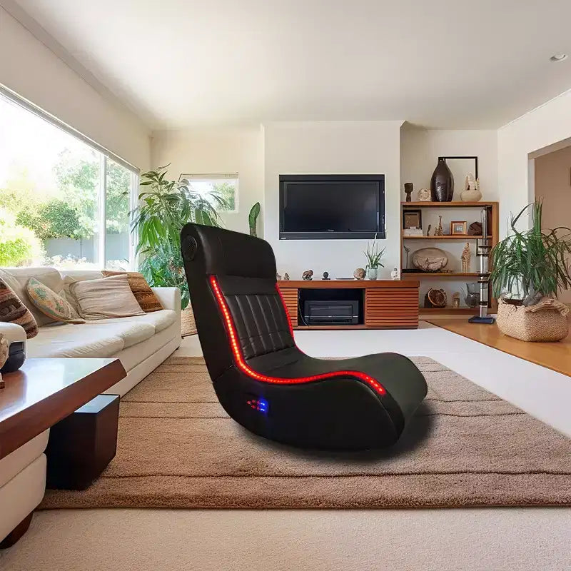 GDFStudio Claudia Silla de juego plegable con Bluetooth para suelo y masaje vibratorio