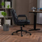 Silla de escritorio de respaldo medio Okak, silla de oficina con reposabrazos acolchados y ruedas, silla de ordenador para oficina, sala de juegos, estudio