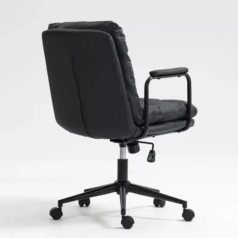 Silla de escritorio de respaldo medio Okak, silla de oficina con reposabrazos acolchados y ruedas, silla de ordenador para oficina, sala de juegos, estudio
