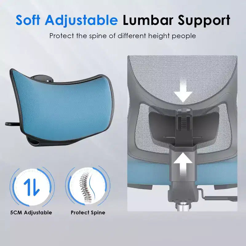 Silla de oficina ergonómica Okak, silla de escritorio de malla con reposacabezas, soporte lumbar y reposabrazos ajustables, silla de juego de respaldo alto para oficina y hogar