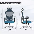 Silla de oficina ergonómica Okak, silla de escritorio de malla con reposacabezas, soporte lumbar y reposabrazos ajustables, silla de juego de respaldo alto para oficina y hogar