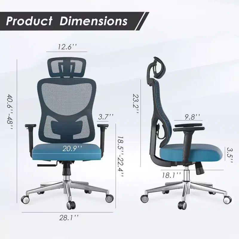 Silla de oficina ergonómica Okak, silla de escritorio de malla con reposacabezas, soporte lumbar y reposabrazos ajustables, silla de juego de respaldo alto para oficina y hogar