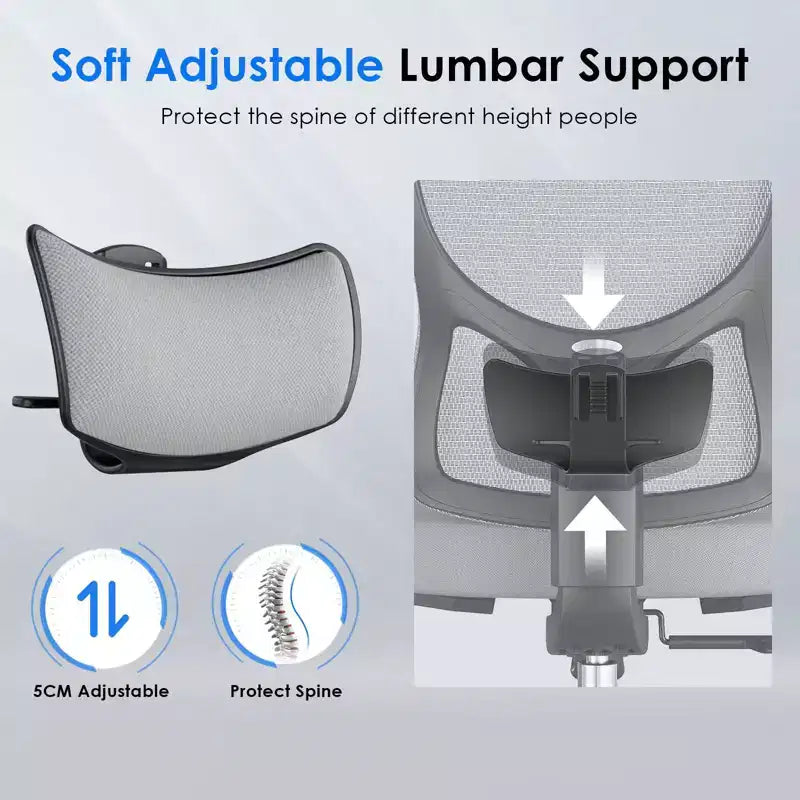 Silla de oficina ergonómica Okak, silla de escritorio de malla con reposacabezas, soporte lumbar y reposabrazos ajustables, silla de juego de respaldo alto para oficina y hogar