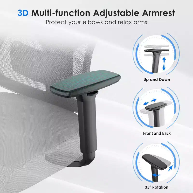 Silla de oficina ergonómica Okak, silla de escritorio de malla con reposacabezas, soporte lumbar y reposabrazos ajustables, silla de juego de respaldo alto para oficina y hogar