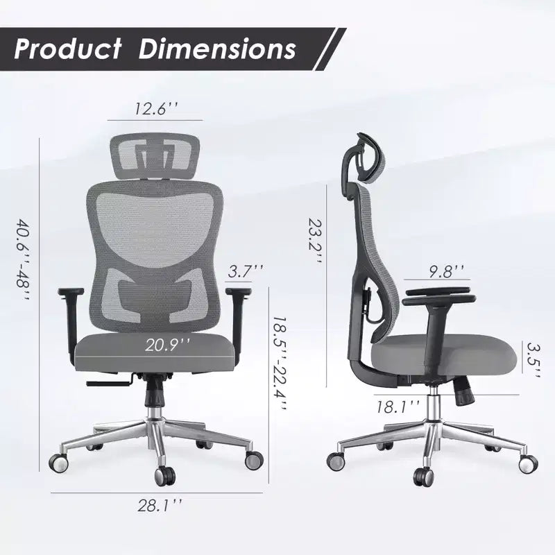 Silla de oficina ergonómica Okak, silla de escritorio de malla con reposacabezas, soporte lumbar y reposabrazos ajustables, silla de juego de respaldo alto para oficina y hogar
