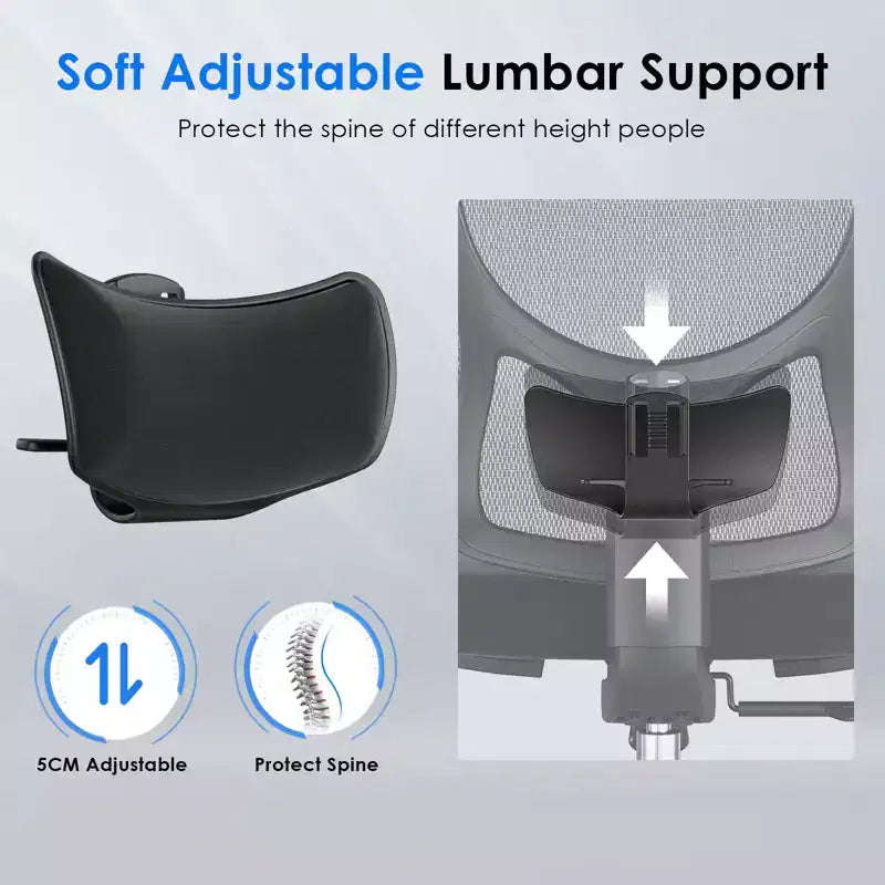 Silla de oficina ergonómica Okak, silla de escritorio de malla con reposacabezas, soporte lumbar y reposabrazos ajustables, silla de juego de respaldo alto para oficina y hogar