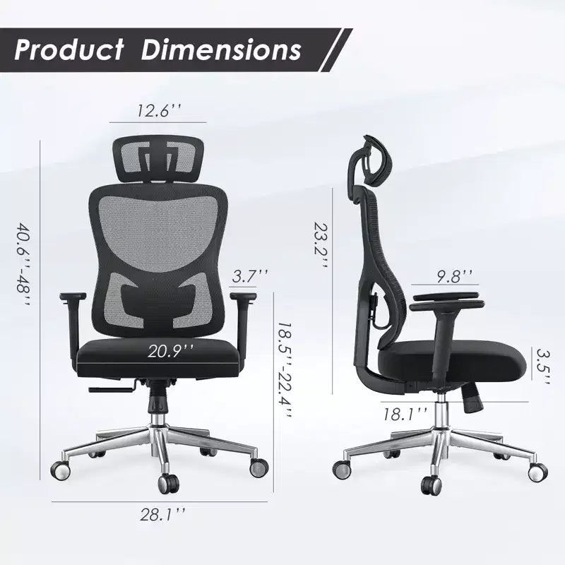 Silla de oficina ergonómica Okak, silla de escritorio de malla con reposacabezas, soporte lumbar y reposabrazos ajustables, silla de juego de respaldo alto para oficina y hogar