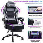 Silla de juego de respaldo alto Okak, silla ergonómica de oficina con reposapiés plegable, silla cómoda ajustable en altura para estudio, sala de juegos