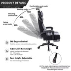 Silla de juego de respaldo alto Okak, silla ergonómica de oficina con reposapiés plegable, silla cómoda ajustable en altura para estudio, sala de juegos
