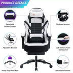 Silla de juego de respaldo alto Okak, silla ergonómica de oficina con reposapiés plegable, silla cómoda ajustable en altura para estudio, sala de juegos