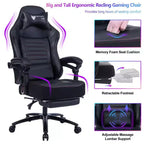 Silla de juego de respaldo alto Okak, silla ergonómica de oficina con reposapiés plegable, silla cómoda ajustable en altura para estudio, sala de juegos