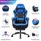 Silla de juego de respaldo alto Okak, silla ergonómica de oficina con reposapiés plegable, silla cómoda ajustable en altura para estudio, sala de juegos