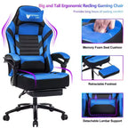 Silla de juego de respaldo alto Okak, silla ergonómica de oficina con reposapiés plegable, silla cómoda ajustable en altura para estudio, sala de juegos