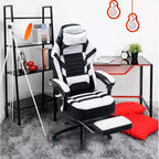 Silla de juego de respaldo alto Okak, silla ergonómica de oficina con reposapiés plegable, silla cómoda ajustable en altura para estudio, sala de juegos