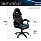Silla Gamer Okak de Respaldo Alto con Asiento y Respaldo Acolchados, Silla de Oficina Ejecutiva con Base Metálica y Ruedas, Silla de Escritorio para Estudio, Sala de Lectura, Negra